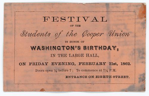 Festival of the Students at Cooper Union in Honor of Washington's Birthday