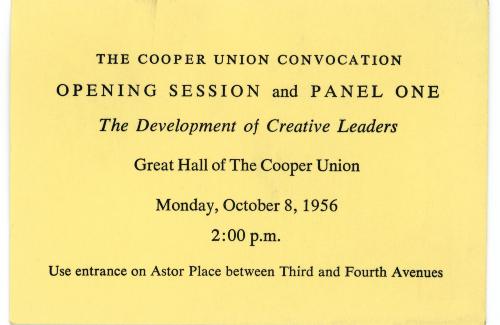 Cooper Union Convocation (Panel One): The Development of Creative Leaders: The Engineer's Contribution to Society