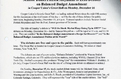 Debates Debates: Is the Balanced Budget Amendment a Recipe for Disaster?/ Is the Balanced Budget Amendment Politics at Its Worst?