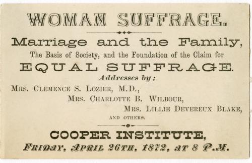 Woman Suffrage: Marriage and the Family, the Basis of Society, and the Foundation of the Claim for Equal Suffrage