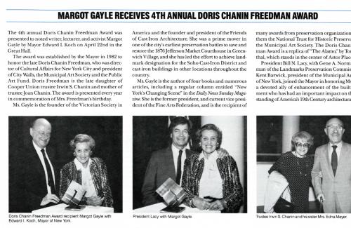 Doric C. Freedman Award - Margot Gayle